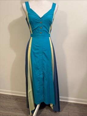 New! Peter Pilotto Bright Blue Sexy Kitchy Dress with Pockets/Asymm Hem—sz 2